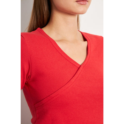 Red Double Breasted Knit Top | Montivo Pakistan