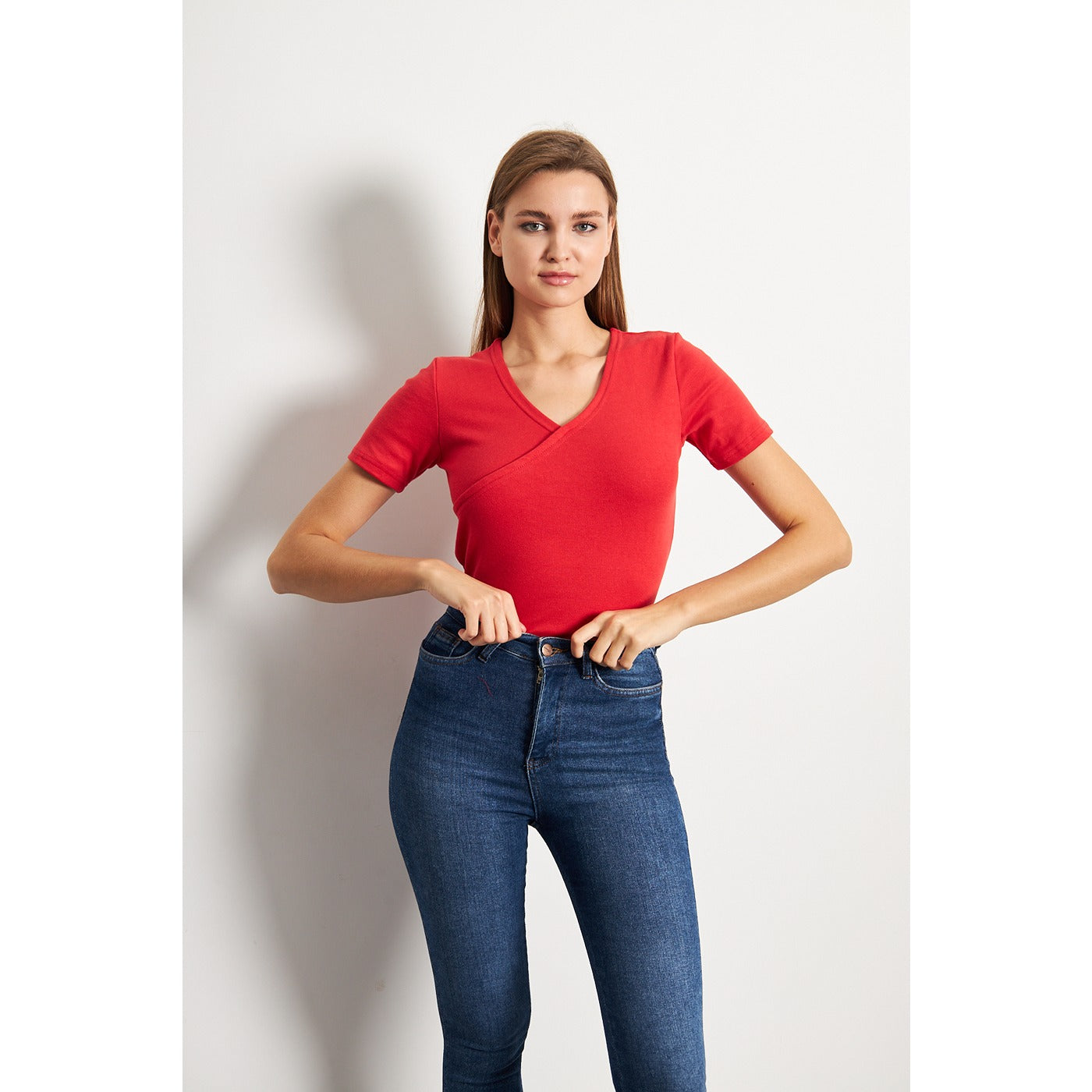 Red Double Breasted Knit Top | Montivo Pakistan