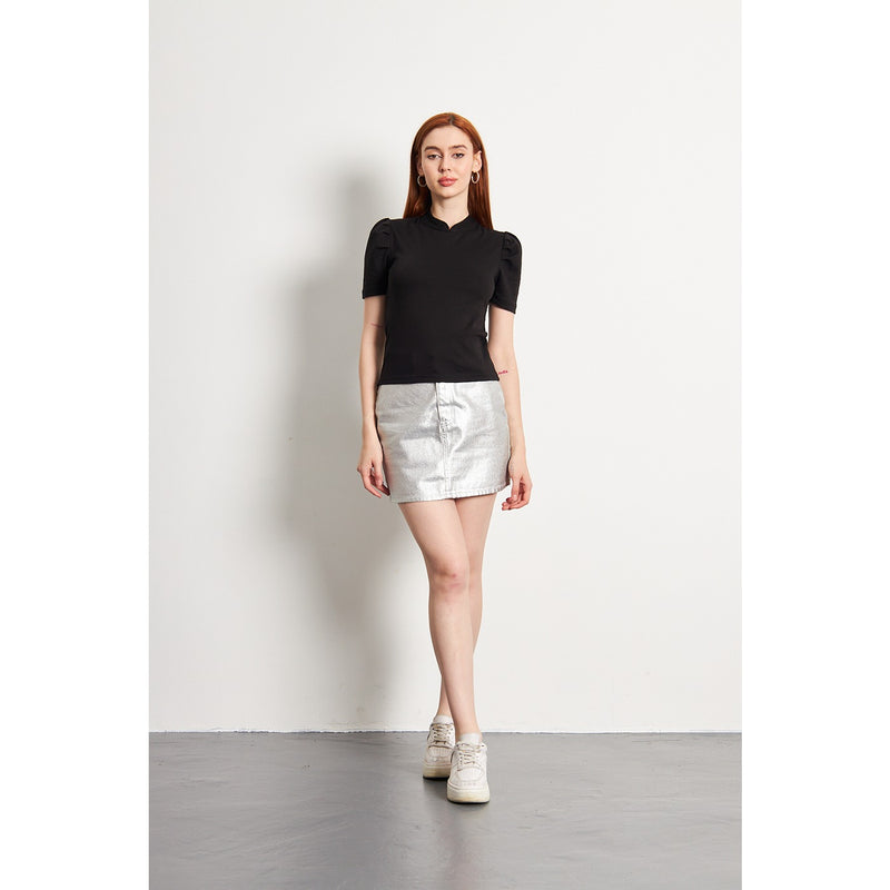 Black Puff Sleeves Knit Top | Montivo Pakistan
