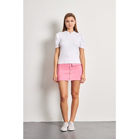 White Puff Sleeves Knit Top | Montivo Pakistan