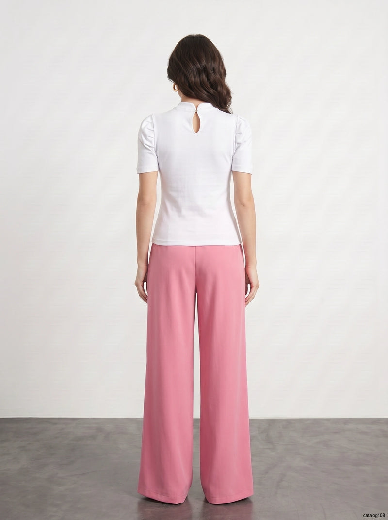 White Puff Sleeves Knit Top | Montivo Pakistan
