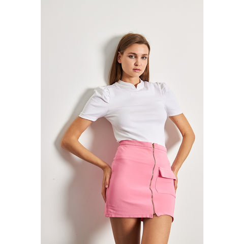 White Puff Sleeves Knit Top | Montivo Pakistan