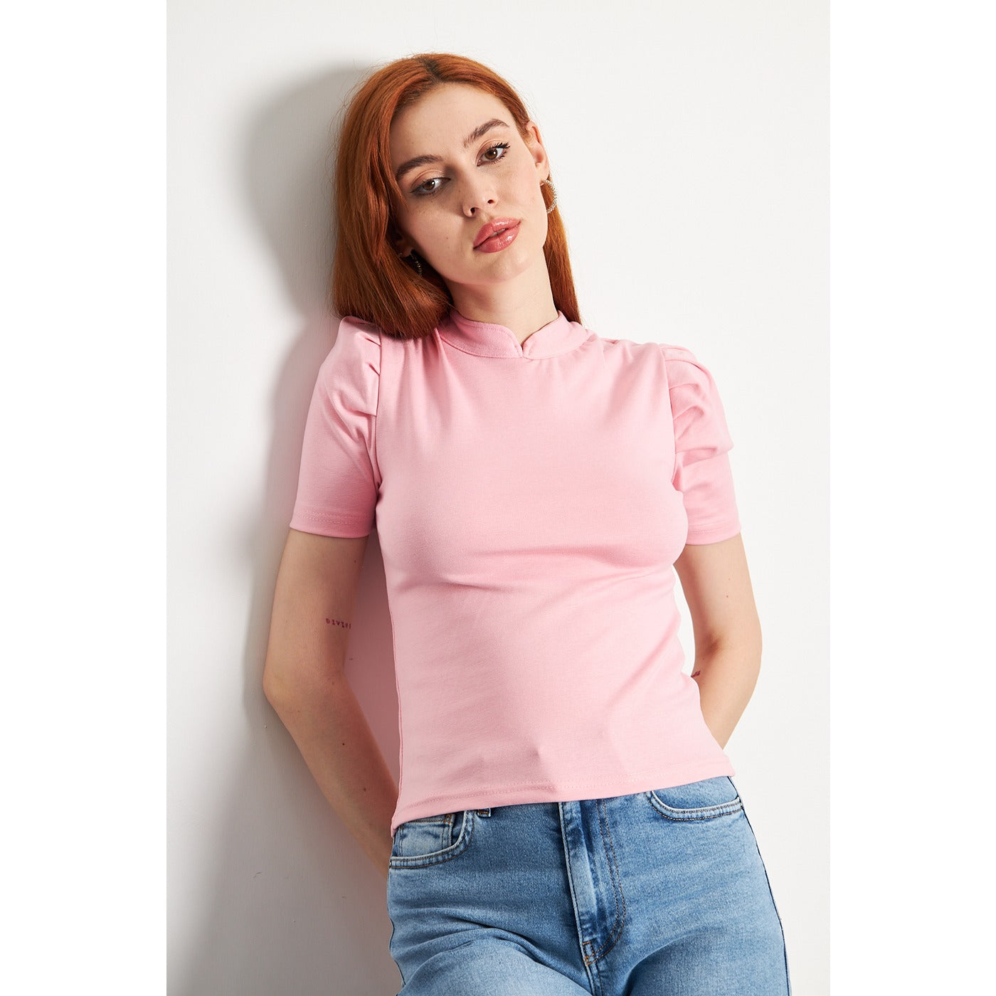 Pink Puff Sleeves Knit Top | Montivo Pakistan