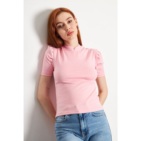 Pink Puff Sleeves Knit Top | Montivo Pakistan