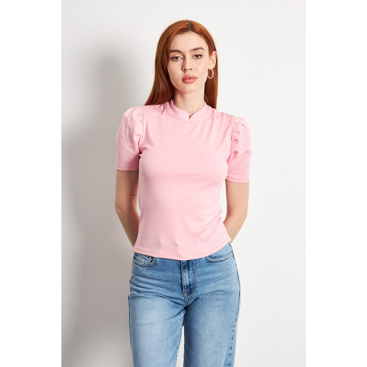 Pink Puff Sleeves Knit Top | Montivo Pakistan