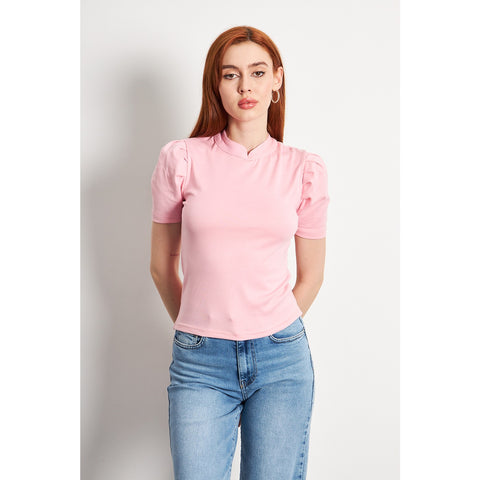 Pink Puff Sleeves Knit Top | Montivo Pakistan
