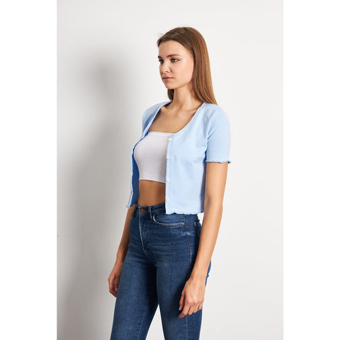 Light Blue Button Down Crop Top | Montivo Pakistan