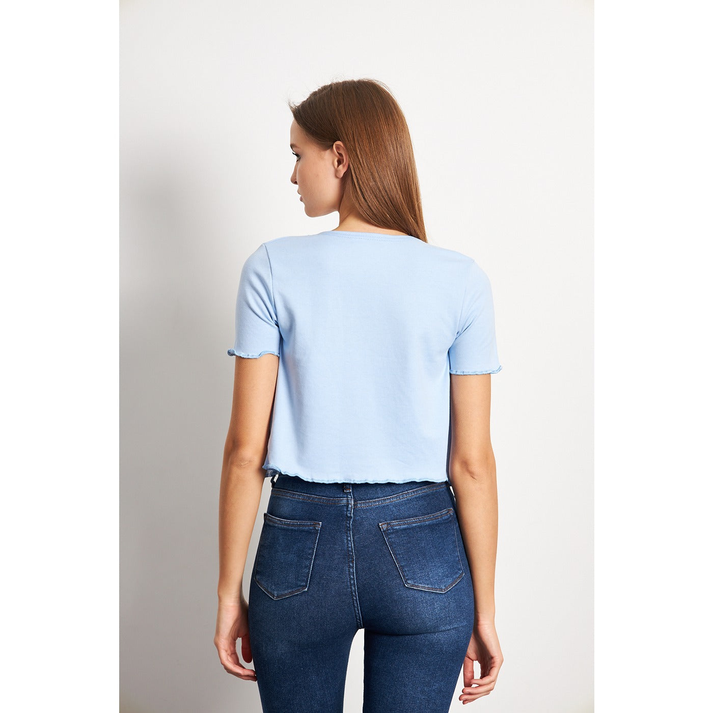 Light Blue Button Down Crop Top | Montivo Pakistan