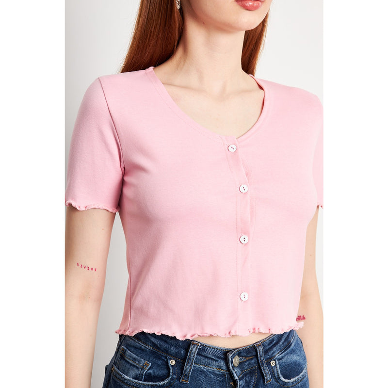 Pink Button Down Crop Top | Montivo Pakistan