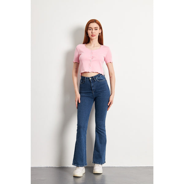 Pink Button Down Crop Top | Montivo Pakistan