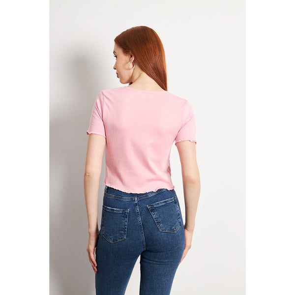 Pink Button Down Crop Top | Montivo Pakistan