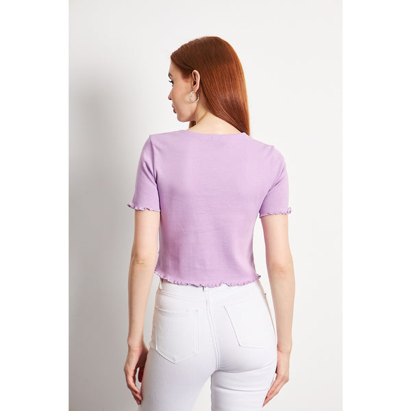 Lilac Button Down Crop Top | Montivo Pakistan