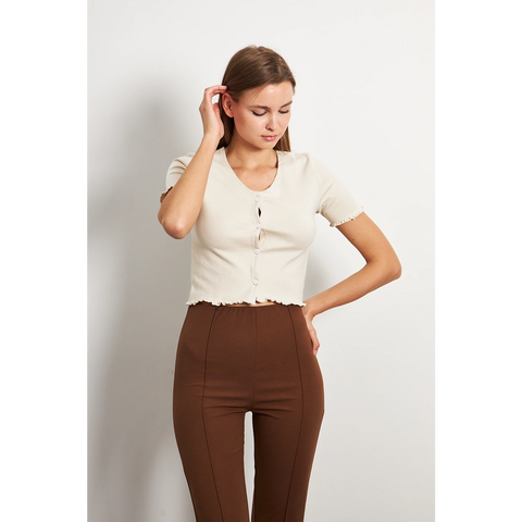 Off-White Button Down Crop Top | Montivo Pakistan