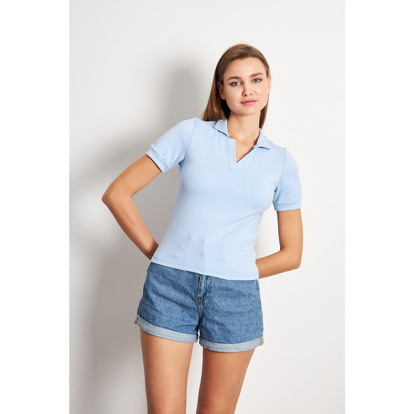 Light Blue Rib Knit Polo | Montivo Pakistan