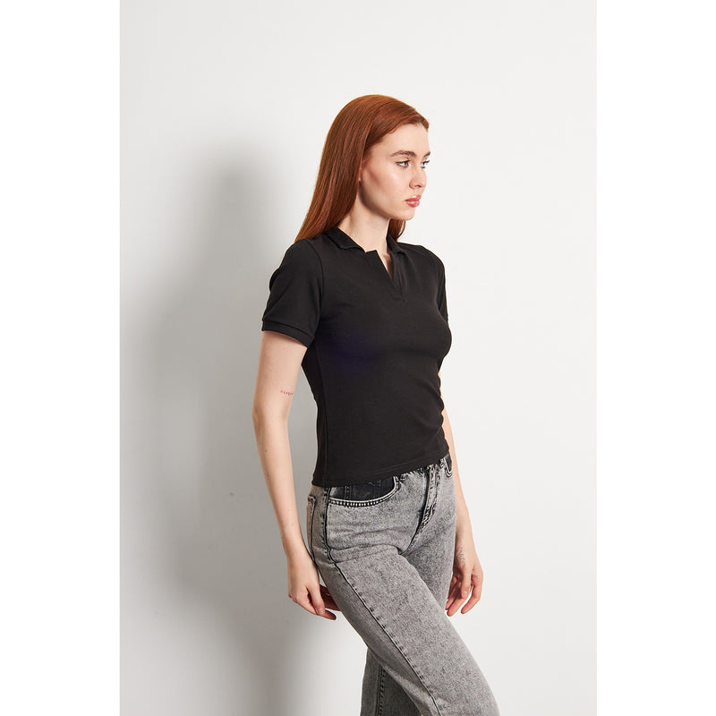 Black Rib Knit Polo | Montivo Pakistan