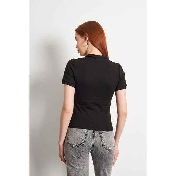 Black Rib Knit Polo | Montivo Pakistan