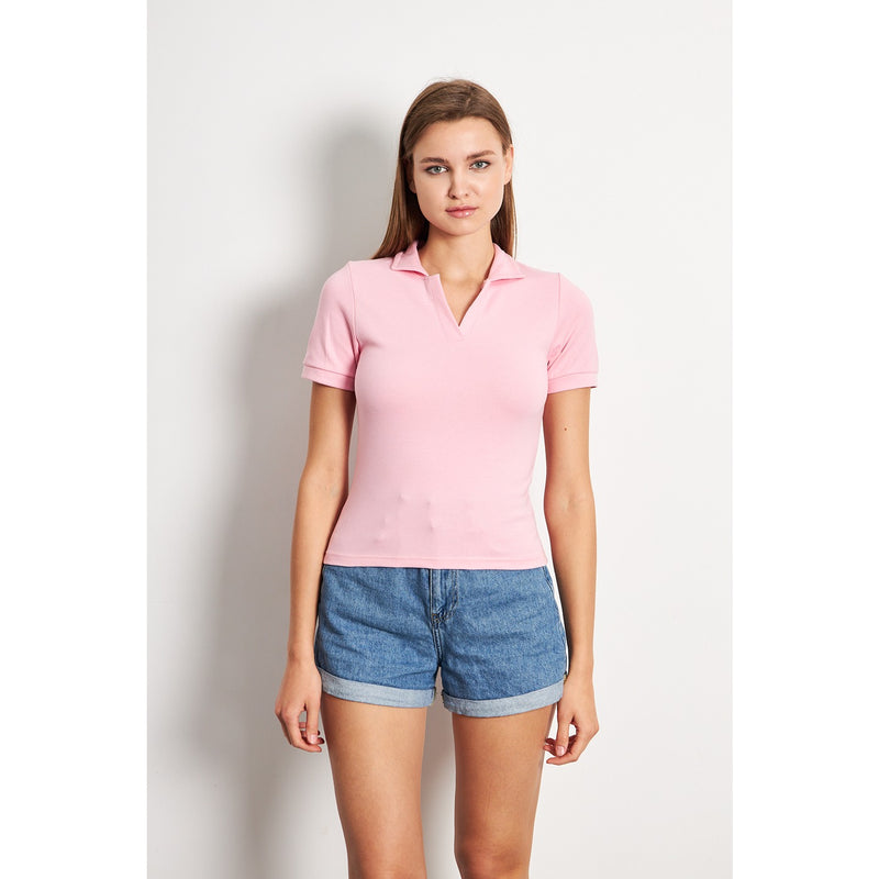 Pink Rib Knit Polo | Montivo Pakistan