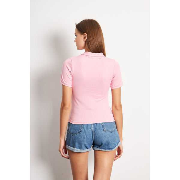 Pink Rib Knit Polo | Montivo Pakistan