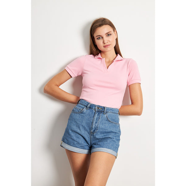 Pink Rib Knit Polo | Montivo Pakistan