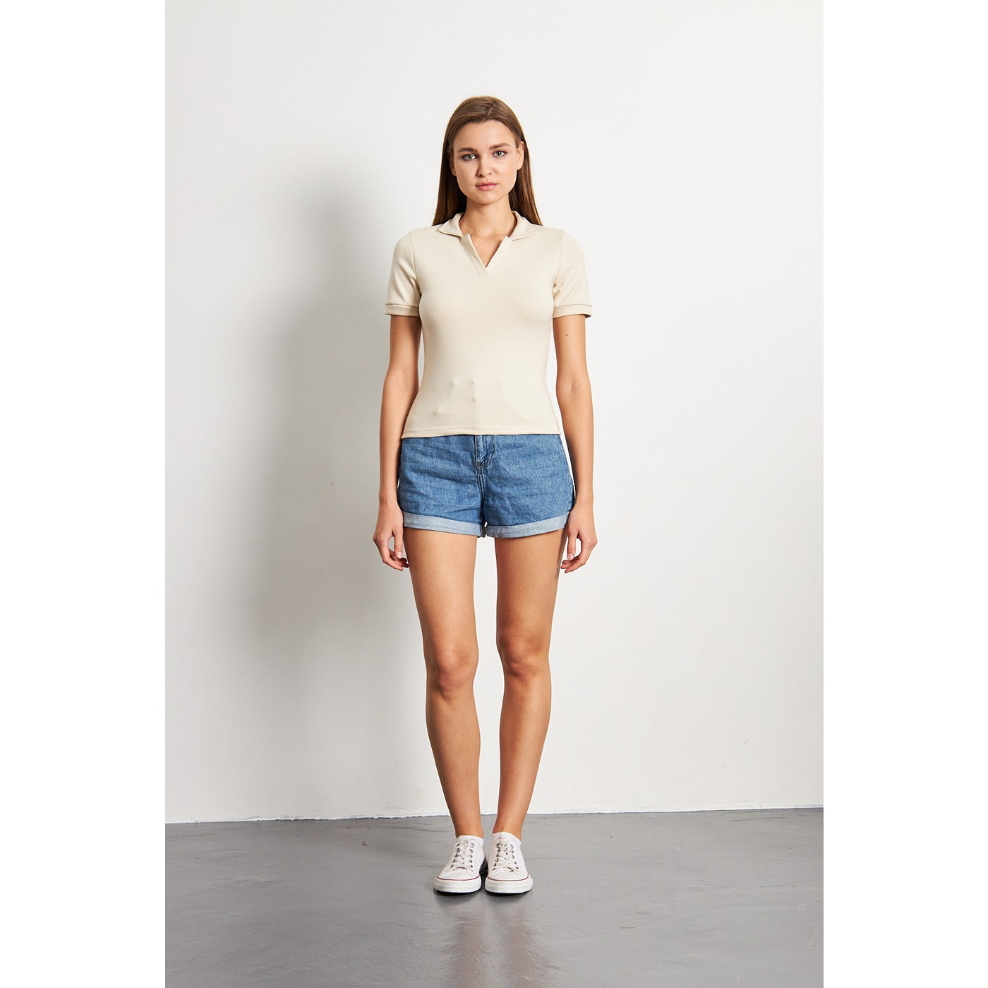 Beige Rib Knit Polo | Montivo Pakistan