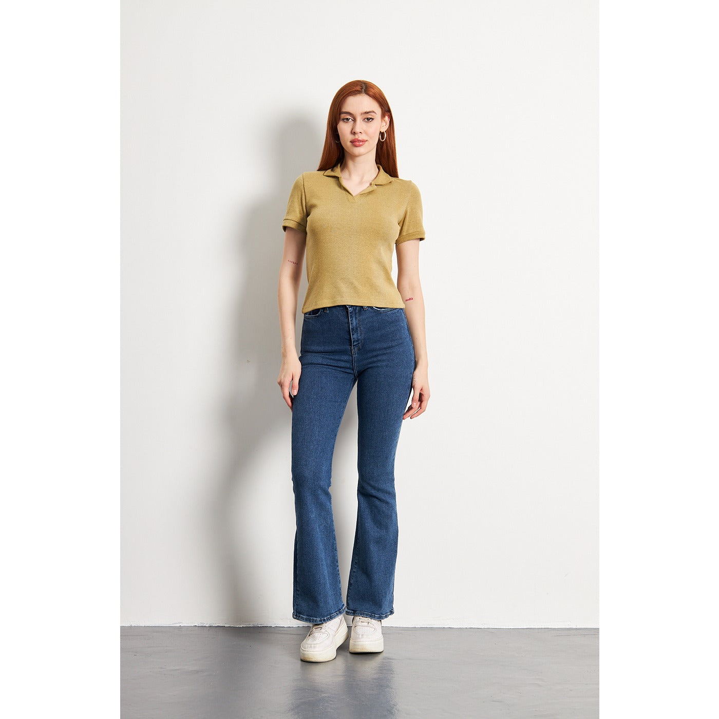 Green Melange Rib Knit Polo | Montivo Pakistan