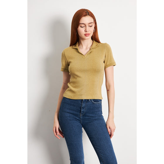 Green Melange Rib Knit Polo | Montivo Pakistan