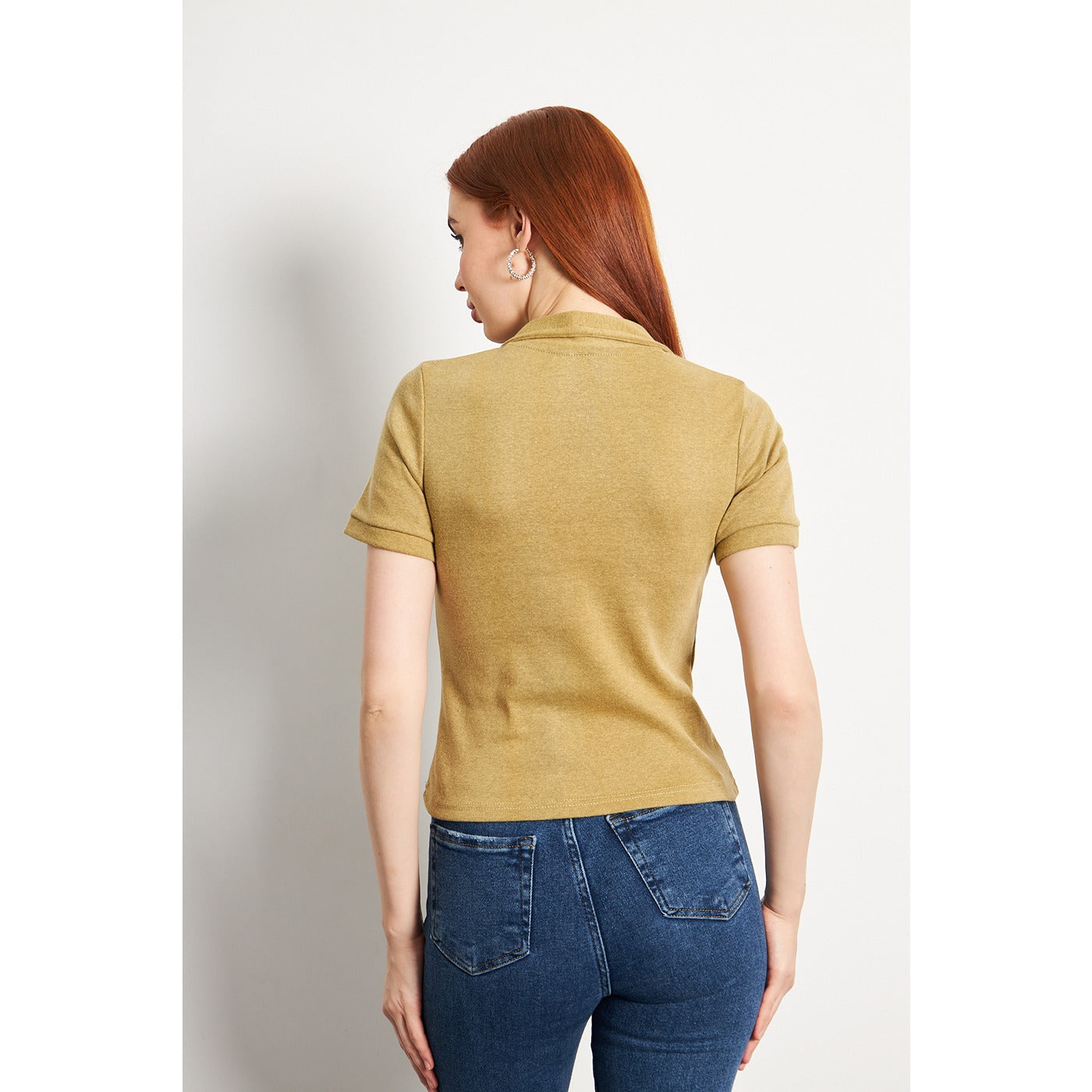 Green Melange Rib Knit Polo | Montivo Pakistan