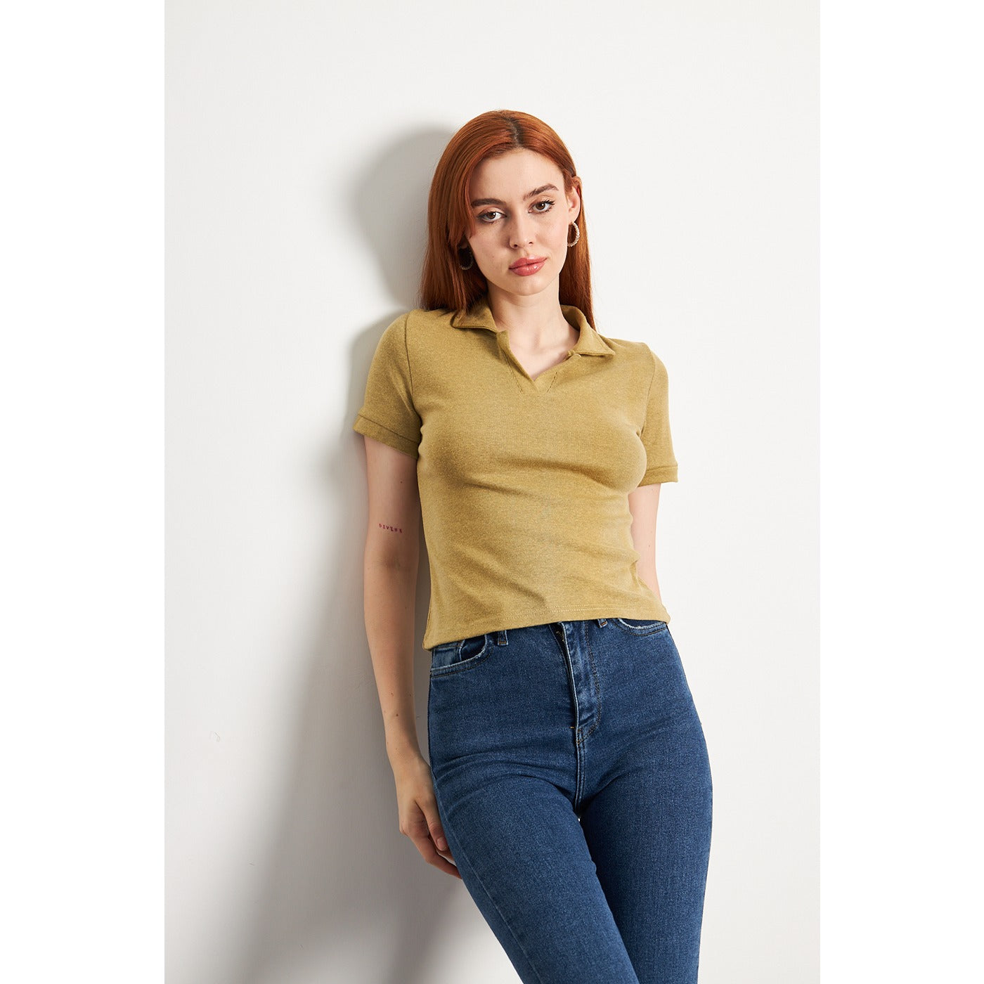 Green Melange Rib Knit Polo | Montivo Pakistan