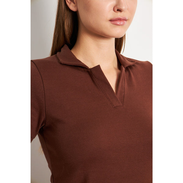 Brown Rib Knit Polo | Montivo Pakistan