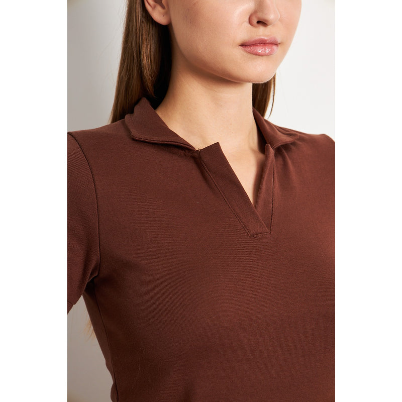 Brown Rib Knit Polo | Montivo Pakistan