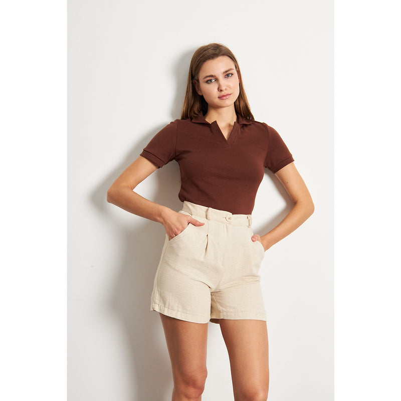 Brown Rib Knit Polo | Montivo Pakistan