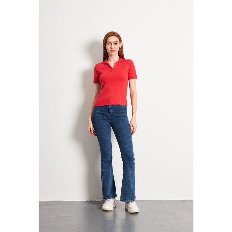 Red Rib Knit Polo | Montivo Pakistan