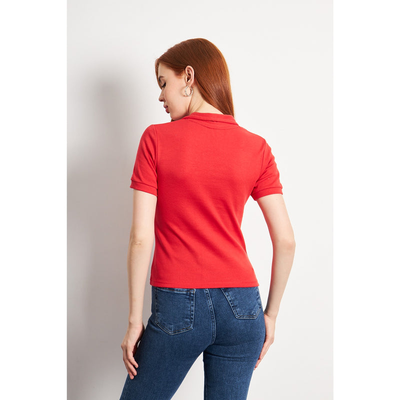 Red Rib Knit Polo | Montivo Pakistan