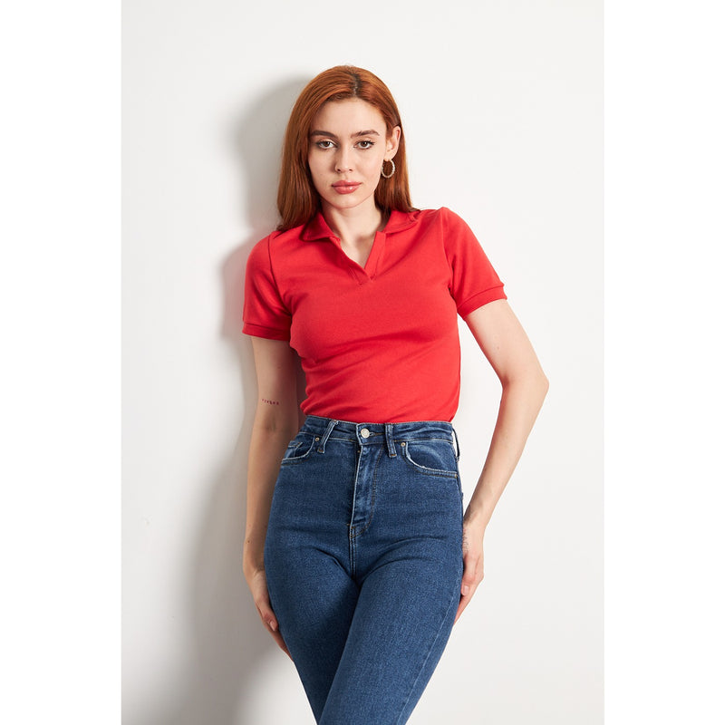 Red Rib Knit Polo | Montivo Pakistan