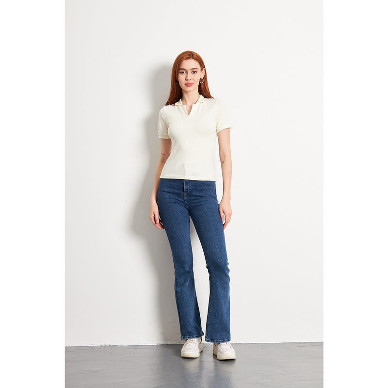 Off-White Rib Knit Polo | Montivo Pakistan