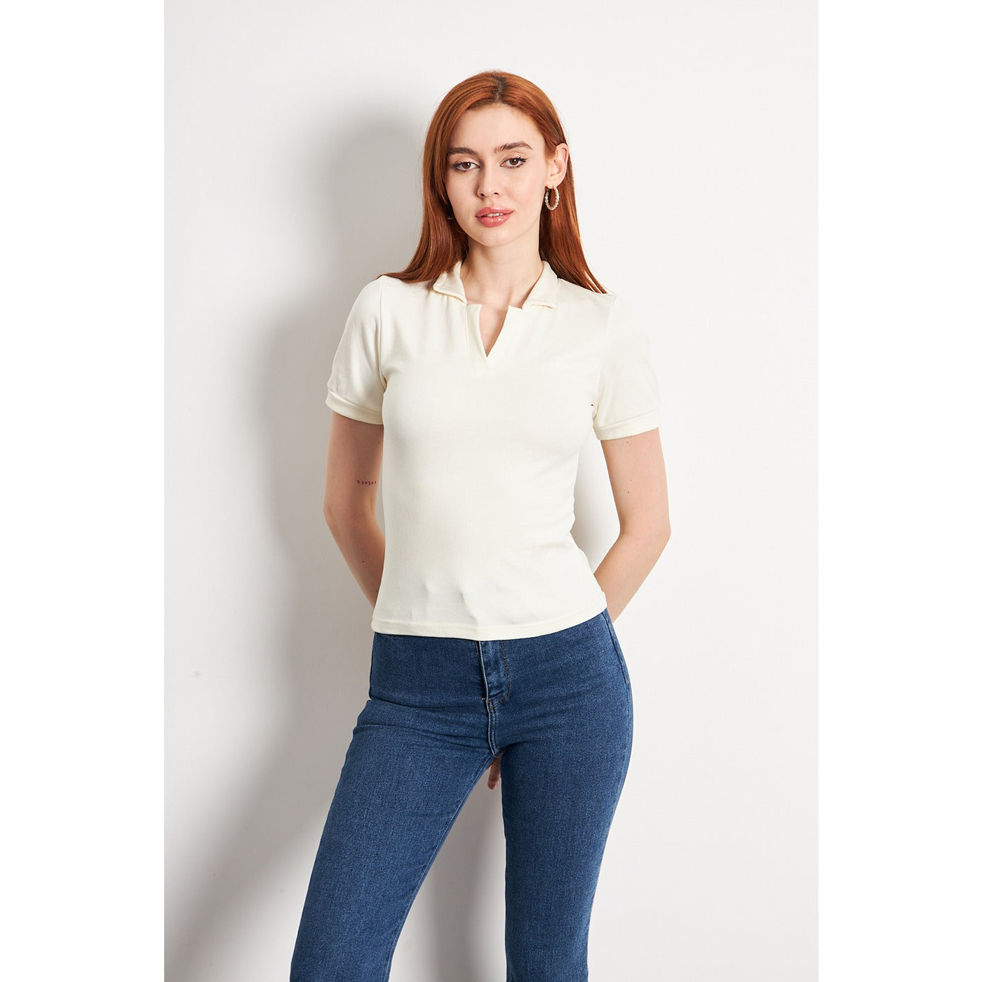 Off-White Rib Knit Polo | Montivo Pakistan