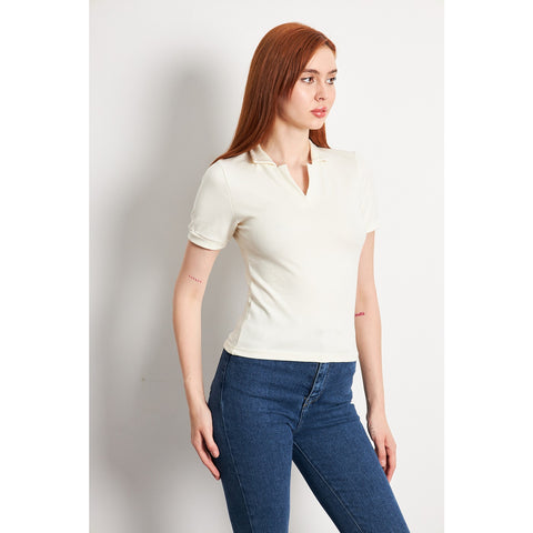 Off-White Rib Knit Polo | Montivo Pakistan