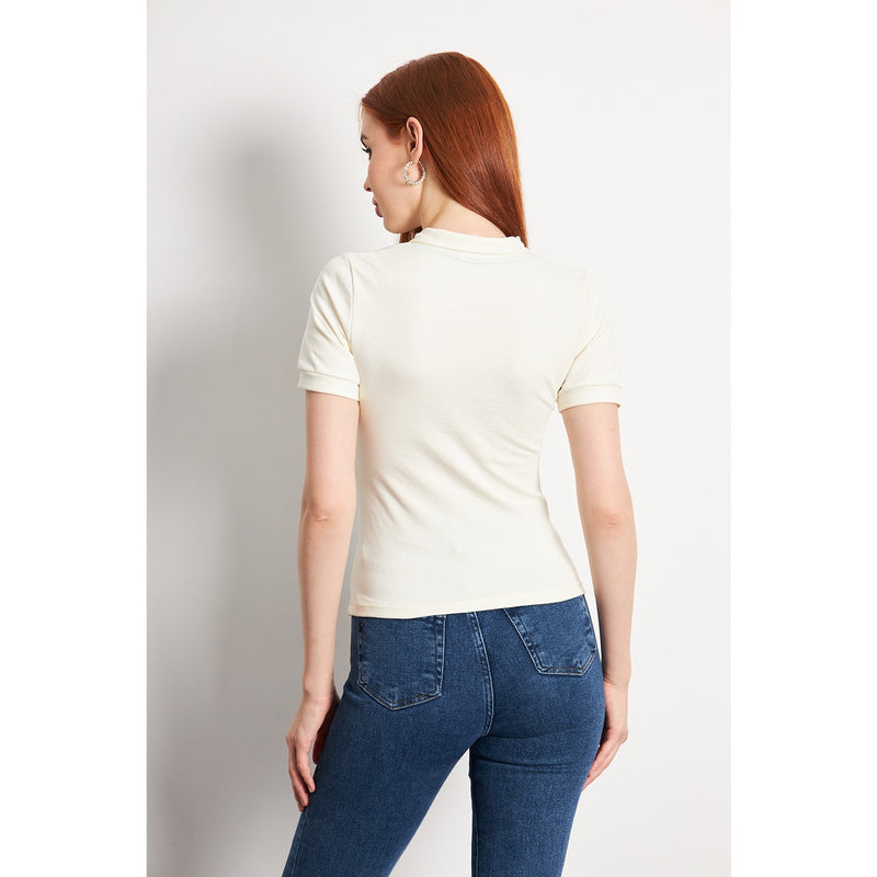 Off-White Rib Knit Polo | Montivo Pakistan