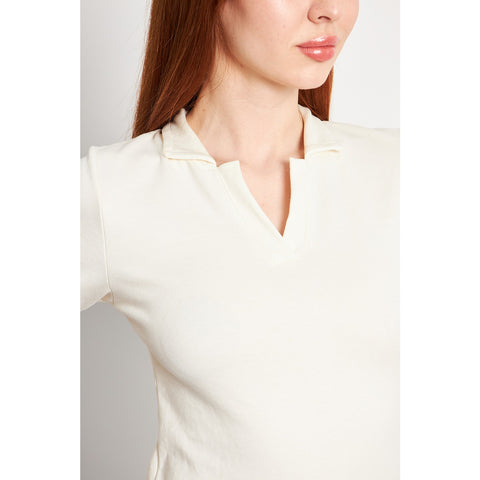 Off-White Rib Knit Polo | Montivo Pakistan