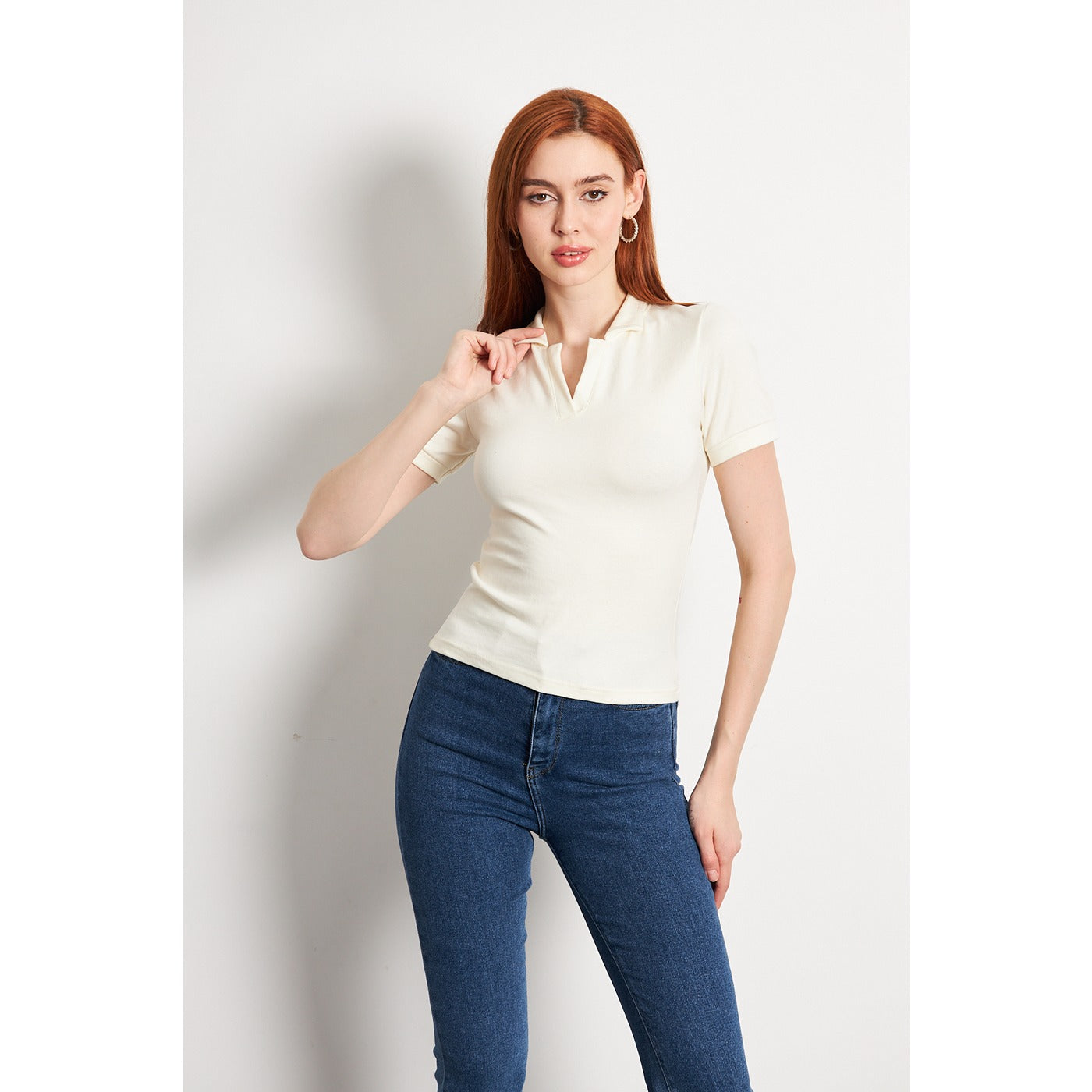 Off-White Rib Knit Polo | Montivo Pakistan