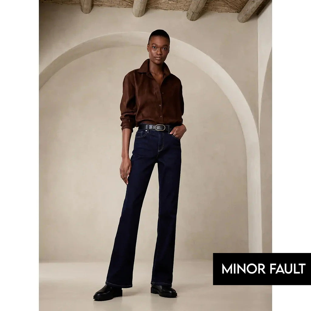 (Minor Fault) High Rise Rinse Wash Boot Cut Jeans | Montivo Pakistan