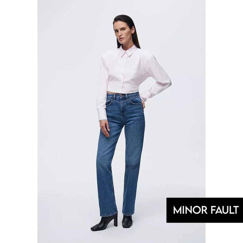 (Minor Fault) Blue Straight Fit Mid Rise Jeans | Montivo Pakistan