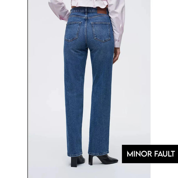 (Minor Fault) Blue Straight Fit Mid Rise Jeans | Montivo Pakistan