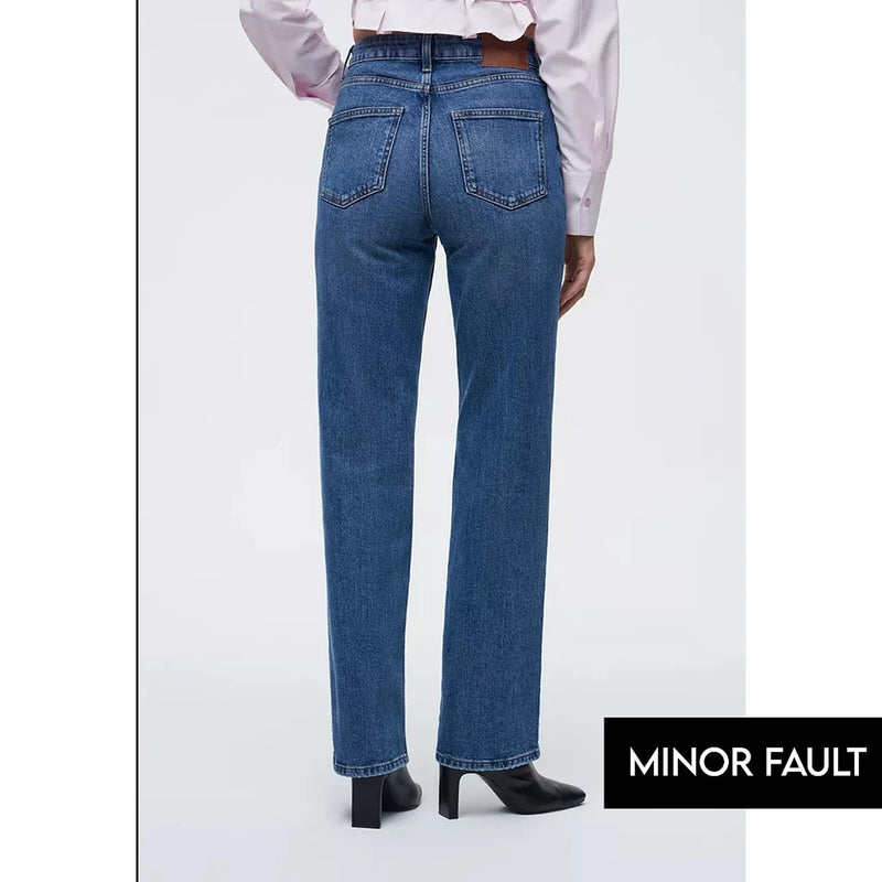 (Minor Fault) Blue Straight Fit Mid Rise Jeans | Montivo Pakistan