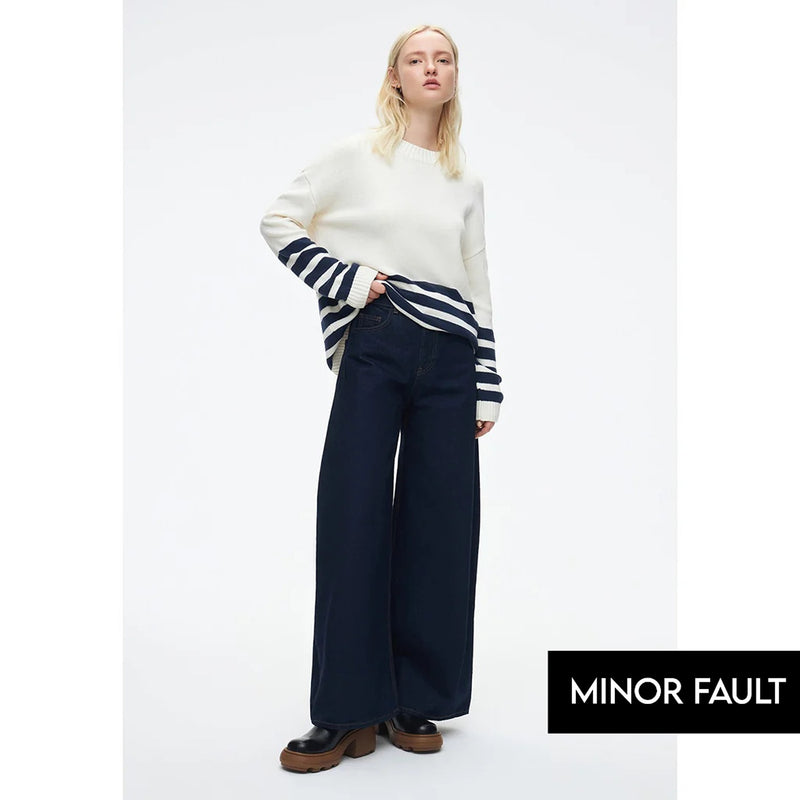 (Minor Fault) Dark Wash Wide Leg Jeans | Montivo Pakistan