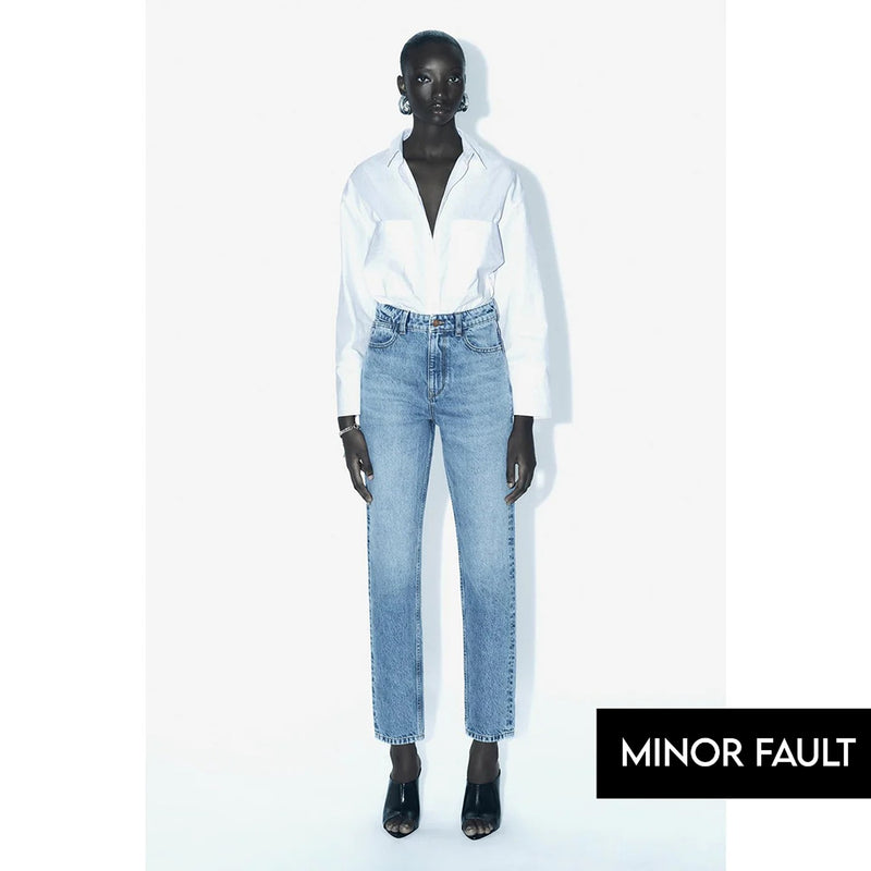 (Minor Fault) Light Blue Slim Mom Jeans | Montivo Pakistan