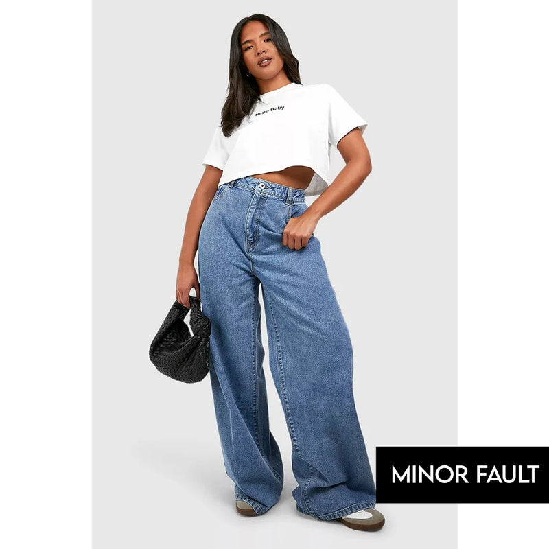 (Minor Fault) Mid Blue Wide Leg Jeans | Montivo Pakistan