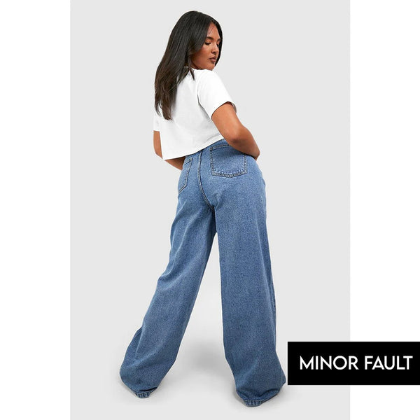 (Minor Fault) Mid Blue Wide Leg Jeans | Montivo Pakistan