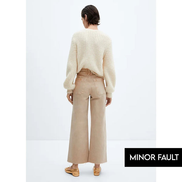 (Minor Fault) Beige Wide Leg Cropped Jeans | Montivo Pakistan
