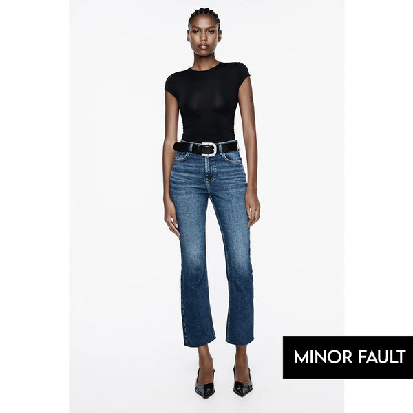 (Minor Fault) Blue High Waisted Mini Flare Jeans | Montivo Pakistan